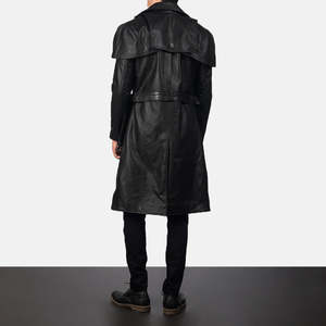 Deux Men's Black Leather <b>Duster</b> Coat - Product Image 5