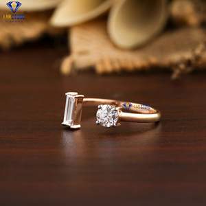 ชุดหินสองก้อนสีโรสโกลด์18K 0.56 TDW Baguette และแหวนเพชรกลม hpht/cvd Lab - Product Image 2