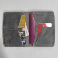 Desain khusus Dompet perjalanan kulit 100% asli dan sampul paspor warna abu-abu-buatan Turki