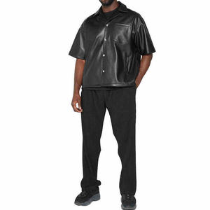 เสื้อแจ็กเก็ตหนังวัวสำหรับผู้ชายเสื้อแจ็คเก็ตแขนสั้นสีดำสำหรับออกกำลังกายในฤดูหนาว - Product Image 1