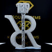 Pendentif Lettre R Unisexe Personnalisé Hip Hop en Moissanite VVS (Diamant Simulé) en Argent Sterling 925 Plaqué Or 24K, Délicat pour Soirée