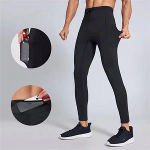 Nouveaux leggings de compression pour hommes en coton/fibre de bambou, taille élastique, longueur intégrale, séchage rapide, respirants, pour la course à pied et le sport - Product Image 5