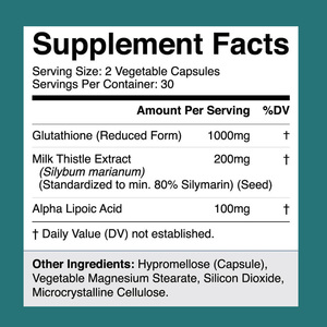 Capsules de Glutathion Éclaircissantes 1000mg – Boost d'Éclat Cutané – Marque Privée OEM – Suppléments Certifiés ISO GMP – Vente en Gros Direct Usine - Product Image 2