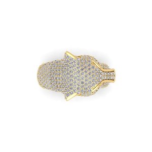 Bague Cocktail Tête d'Animal SHREYA DIAM en Or Blanc et Argent 925, Perle d'Eau Douce, Moissanite, Sertissage Pavé Glacé, Design de Luxe Unisexe - Product Image 2
