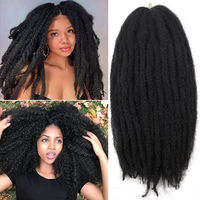 Cheveux synthétiques doux et moelleux de 18 pouces, style Afro Kinky Marley, en vrac, pour tresses torsadées au crochet, extensions capillaires pour femmes noires