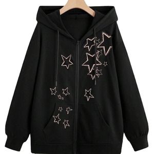 Sudadera Unisex de Moda Invernal 100% Algodón con Lavado Decolorado, Estilo Urbano, con Bordado y Detalles Decorativos de Pedrería - Product Image 4