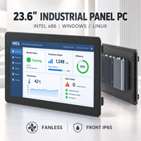 PC industriel Intel 23,6 pouces, Core i5 i7 J6412 N97, écran tactile 10 points, sans ventilateur, ordinateur HMI pour l'automatisation d'usine MES