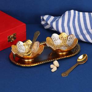 Bol à fruits secs en laiton avec poignée de conception à la main 3 parties plateau de bol à fruits secs en laiton antique pour la décoration de table - Product Image 6