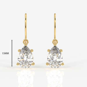 18K <b>Gold</b> <b>Dangle</b> <b>Earrings</b> with Pear Cut Moissanite Diamond Elegant 18k <b>Gold</b> Jewelry - Product Image 2