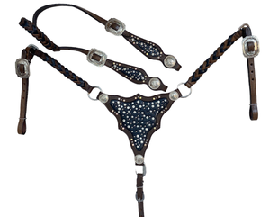 Papel de sal natural y piel de vaca Argentina cuero de vaca caballo occidental Headstall inteligentemente personalizado caballo occidental Headstall - Product Image 1