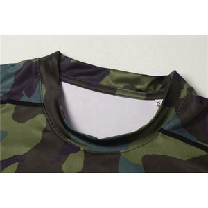 <b>Men's</b> MMA Rash Guard Custom Logo Camouflage Printed Short Sleeves Fitness Active Wear Breathable Anti-UV Polyester/Nylon UPF50+ - Product Image 4