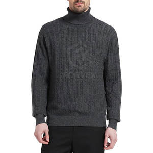 Pull en maille léger et respirant avec une sensation de chaleur, style vintage, logo avant pour homme, look propre pour l'hiver - Product Image 1