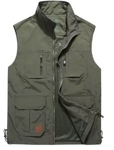 Veste sans manches matelassée légère sur mesure en gros pour hommes, col montant en toile, logo frontal, veste d'hiver chaude pour l'extérieur - Product Image 6