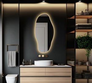 Irregular <b>Mirror</b> With Led <b>Lights</b>, Asymmetrical Lighted <b>Mirror</b> Floral Wall Hanging Wall Decor - Product Image 2