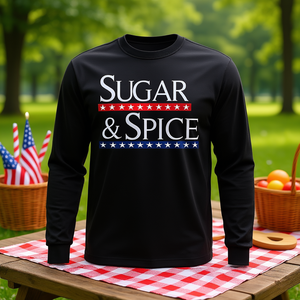 T-shirt a maniche lunghe Sugar And Spice con design patriottico nero - Product Image 3