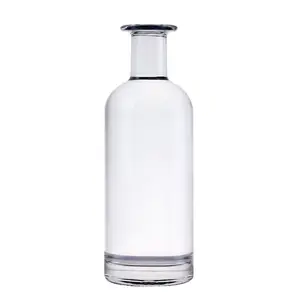 Bouteille de vodka en verre vide transparent personnalisé en gros 750 ml bouteilles d'alcool bouteilles en verre de whisky