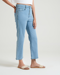 Pantalones vaqueros ajustados de mezclilla lavados para mujer Estilo holgado suelto con ropa de lona elástica al por mayor para la temporada de invierno - Product Image 3