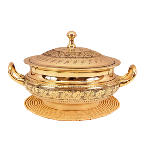 Ollas Khajoor Vintage de Latón de Alta Calidad, Olla Árabe para Dátiles con Grabado y Acabado Pulido para Uso en el Hogar, Restaurantes y Cocinas - Product Image 1