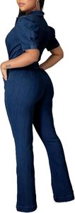 Tailleur-pantalon en denim structuré pour femmes conçu pour être confortable avec une finition ajustée et nette avec des coutures minimales Costumes en denim pour femmes - Product Image 3