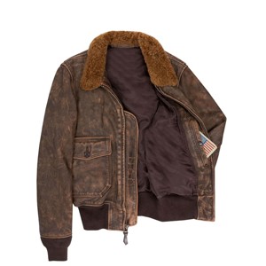 Chaqueta Bomber de cuero Premium con cuello de piel de oveja Chaqueta de invierno para hombre - Product Image 2
