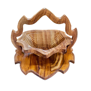 Rosewood Handmade <b>Collapsible</b> Basket Diameter Leaf Shape, Vintage Wooden Leaf Shaped <b>Collapsible</b> Basket Kitchen Decor - Product Image 1