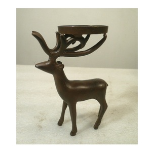 <b>Black</b> <b>Polished</b> Aluminium Reindeer Pillar Candle Holder For Table Top Decor Home Christmas Festival Lighting Decorative - Product Image 4