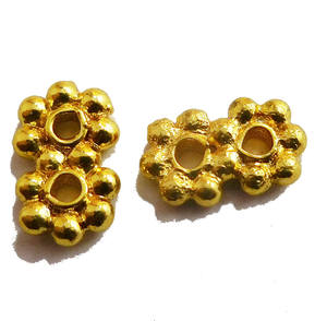 6X10mm สีเงินโบราณ18K เม็ดกลมเดซี่สเปเซอร์ลูกปัด2รูสำหรับทำเครื่องประดับ PREM bhaya - Product Image 3