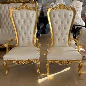 เก้าอี้เจ้าบ่าวเจ้าสาวมีปีกดีไซน์เนอร์เก้าอี้มีปีกสีทองแกะสลักมีสไตล์ - Product Image 5