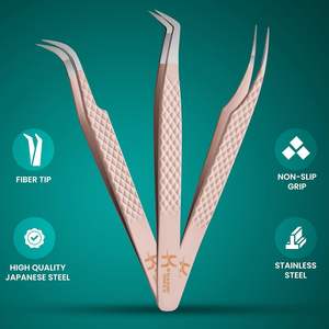 Eyelash Extension Tweezers, Fiber Tip <b>lash</b> Straight and Curved And Volume Eye <b>Lash</b> Tweezers for Extensions - Product Image 4