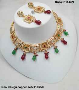 INDIAN TRADITIONAL and FASHIONABLE COPPER JEWELLERY BRIDAL <b>WEDDING</b> JEWELLERY <b>SET</b> for WOMEN EARRINGS and <b>NECKLACE</b> <b>SET</b> - Product Image 2