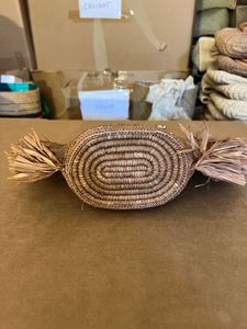 Straw Crochet Tote Bag with Bamboo Handle Fringe Bohemian Style Women's Handmade Cotton Lining <b>Open</b> Casual Tote <b>up</b> 1L Capacity - Product Image 2