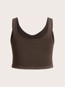 Sujetador deportivo transpirable con espalda cruzada para mujer, camiseta sin mangas de Color sólido, totalmente personalizable en excelente calidad, hecho en Pakistán - Product Image 3