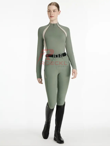 Femmes élégantes équitation couche de base en gros tissu ultra léger contrôle de l'humidité coupe ergonomique confortable équestre - Product Image 4