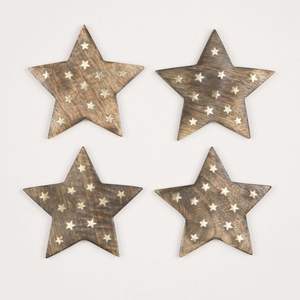 High Quality <b>Wooden</b> <b>Star</b> Coasters with Brass Inlay - Set of 4 Table Decoration trendy designer fancy table decorative coasters - Product Image 1