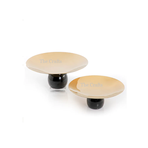 Ensemble de trois supports de service à gâteaux de taille différente support de service au chocolat de couleur orange en fer pour la maison et l'hôtel - Product Image 6