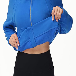 Wholesale Custom Oversized Anti Wrinkle Cotton Pink Cropped Women's Hoodies <b>Jumper</b> Heavyweight Cotton Zipper Hoodies for Women - Product Image 2