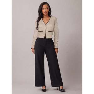 Women's Crocheted Plaid Print V-Neck <b>Cardigan</b> with Buttons - Product Image 4