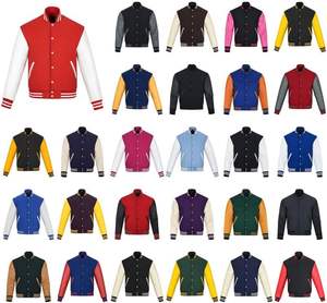 Chaquetas universitarias de diseño personalizado de alta calidad para hombre, cuerpo de lana, Mangas de cuero, ropa de calle con soporte, invierno, nuevo bolsillo de motorista, venta al por mayor - Product Image 1