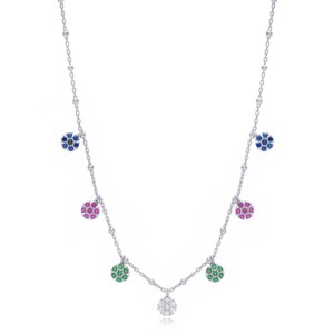 Colorful Flower Design Dainty Shaker Necklace Turkish Wholesale Handmade 925 Sterling Silver Jewelry - Product Image 5