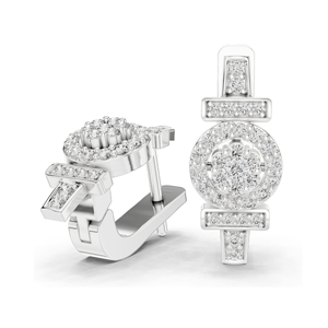 Boucles d'oreilles symboles féminins en diamant de laboratoire 0,448 CT, taille brillant rond, or 10KT, 14KT, 18KT et argent 925 avec moissanite, rose - Product Image 3