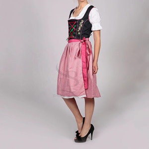 Vestido Dirndl Alemán Austriaco para Mujer, Verde, Traje Tradicional de Oktoberfest, 3 Piezas, Blusa y Delantal Incluidos, Dirndl de Oktoberfest 2025 - Product Image 3