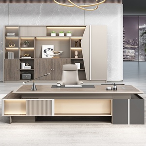 Bureau de direction moderne de luxe en forme de L, table d'angle en bois pour ordinateur, poste de travail durable et spacieux pour PDG et managers, usage commercial intensif - Product Image 3