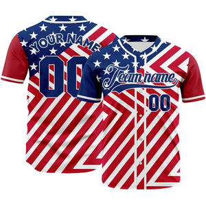 Venta al por mayor sublimación Logo béisbol Jersey equipo en blanco Patchwork color cuello en V hombres botón completo béisbol Jersey - Product Image 4