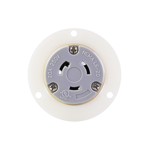 Prise à verrouillage rotatif Hubbell compatible J-516 NEMA L6-20 20A Industrielle NFC à bride pour équipement mural - Product Image 2