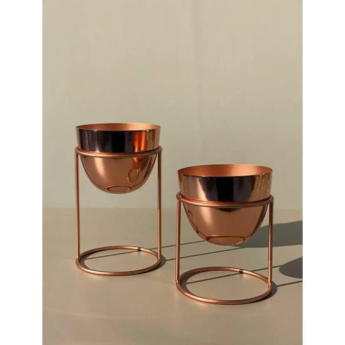 Rose Gold Coated Highly Quality Customized Planter With Stand OEM ODM Customized Made In India Latest Plant For Home Decor