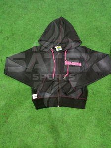 Sudadera con Capucha de Invierno para Mujer, Personalizada, de Alta Calidad, con Estampado de Serigrafía y Pedrería, 100% Algodón, Gruesa, Lisa, Lavada al Ácido, Extragrande, con Cremallera y Corte Recortado - Product Image 2