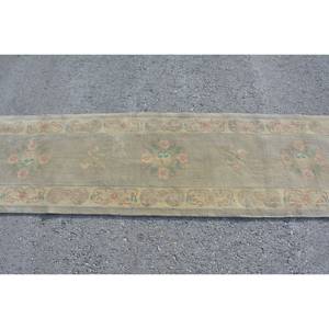 พรมขนแกะสไตล์ตุรกีโบราณสีเบจคลาสสิกขนาด2.2 x 10.6ft งานแฮนด์เมดเป็นมิตรต่อสิ่งแวดล้อมดีไซน์ขนแกะโพลีเอสเตอร์ - Product Image 4