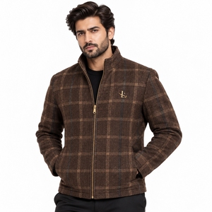 Veste en laine pour homme, design décontracté, idéale pour les voyages et les activités de plein air, tissu en laine de haute qualité, chaude et confortable, vêtement d'extérieur classique pour l'hiver. - Product Image 1