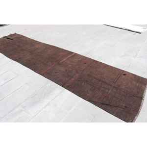 Alfombra turca de 3.3x13.7 pies, alfombra vintage marrón con motivos de plantas y árboles - Product Image 2