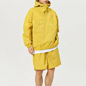 Personalizado de los hombres de alta calidad Steeetswear pantalones cortos y chaqueta de manga larga 2 piezas Sweatsuit Nylon media cremallera cortavientos conjunto corto - Product Image 1